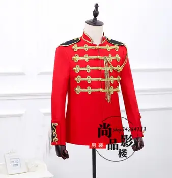 Muška odijela dizajn europski sud сценические kostime za pjevača muški blazer dance odjeća jakna star stil vintage haljina crvena novo