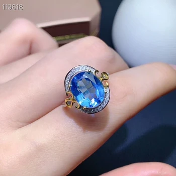 Nova moda jasno nebo-plavi topaz je dragi kamen prsten za žene trenutno srebro 925 prirodni kamen djevojka poklon za rođendan žene srebrni nakit