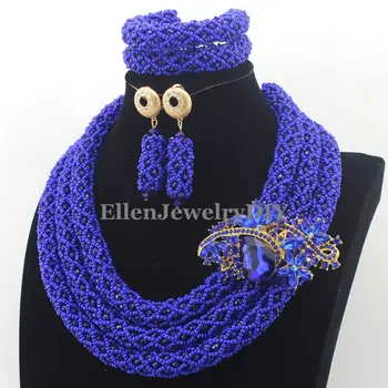 Novi Kraljevski Plava Afrički Crystal Perle Nakit Setovi nigerijski Vjenčanje perle Nakit Kit za Nevjeste Veleprodajna Cijena W13031