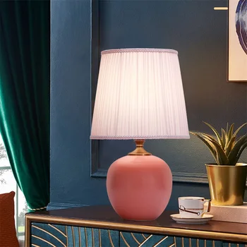 OUFULA Touch Dimmer Lampe za Keramičke Pink Lampe za Suvremeni Ukras za dom Spavaće sobe