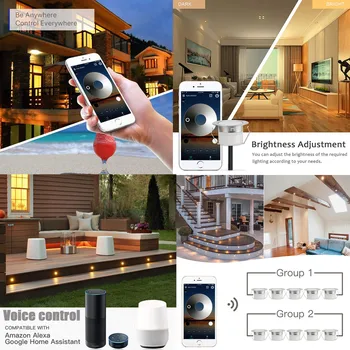 10PCS 12V Smart WIFI Regulator Dimmer Timer 19mm LED Paluba Step Stair Kitchen Patio Svjetla Low Napon for Alexa Google Home
