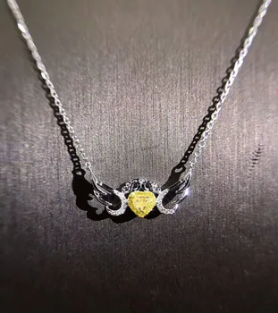 18K zlato ogrlica 0.13 ct prirodni žuti dijamant i 0.09 ct white diamonds ogrlica