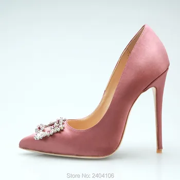 Luksuzni Ružičaste Štikle Ženske Cipele Na Ukosnica Slatki Stil Crystal Seksi Oštar Pete Visoke Pete Ženske Večernje Haljine I Cipele Za Vjenčanje