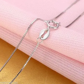 15.7 INCH Solid 18K White Gold Necklace Box Link Chain /0.92 g Pečat: Au750