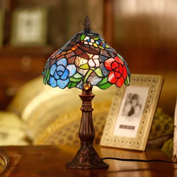 Tiffany Lampe Stol Luksuzni Stari Vrt E27 Krevet Lampa Dnevni Boravak Spavaća Soba Svjetlo Uređenje Svjetiljka