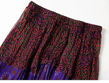 Viskoza Ženska Suknja 2020 Proljeće / Ljeto Novi Boemski Stil Šivanje Cvjetni Print Suknja