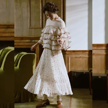 LYNETTE'S CHINOISERIE Proljeće i Jesen Ženska Vintage Suknja S cvjetnim ispis