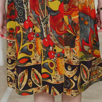 SHZQ New Leisure Silk Crepe De Chine Dress Women ' s Printed Mulberry Silk Loose Silk Skirt Summer