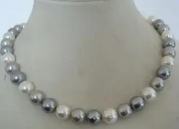 Besplatna dostava >>>>>>>>>>plemenite nakit fantastične AAA+9-10 mm Slatkovodni bijela boja je siva biserna ogrlica
