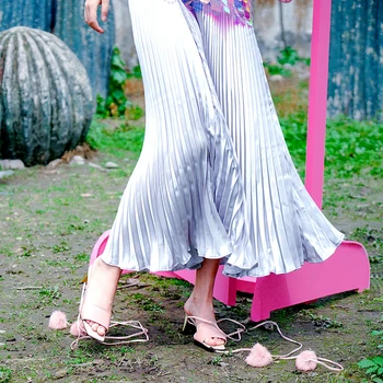 BT030 Originalni dizajn 2016 Ljeto novi dolazak ženska moda vintage metalik boje duge maxi suknja плиссированная