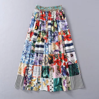 ženska europska i američka odjeća nova proljetna плиссированная suknja 2021 s klasicni po cijeloj površini u patchwork stilu
