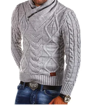 Zimski džemper Muški Pletene Džemper sa V-izrez Na munje Pulover dugih rukava Muške Casual Topli džemper Plus Veličine S-3XL