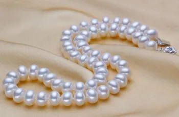 Žene Dar riječ Ljubav AAA Ručni rad, 9-10 mm perle Elegantan Bisera ogrlice individualne dužina prirodni biseri Moda fres